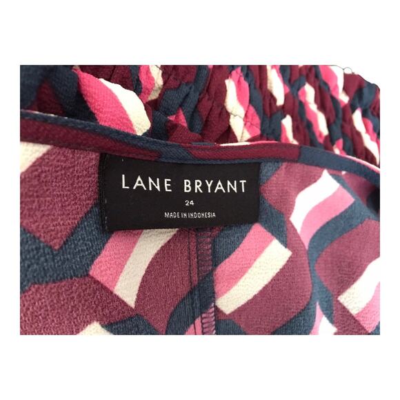 Lane Bryant Top Size 24 Multicolor Geometric Print Long Sleeve Cropped Wrap - Picture 9 of 14
